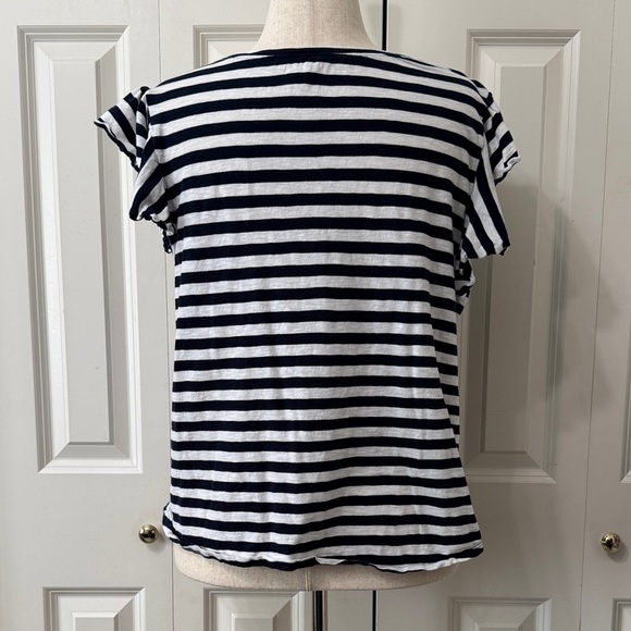 Caslon Navy and White Striped Short Flutter Sleeve Top - Picture 3 of 6